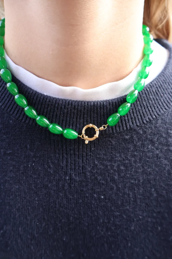 Groene kralenketting met ronde sluiting - Afbeelding 2