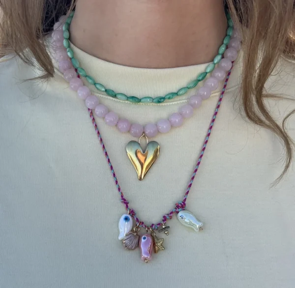 Gekleurde touwketting met visjes