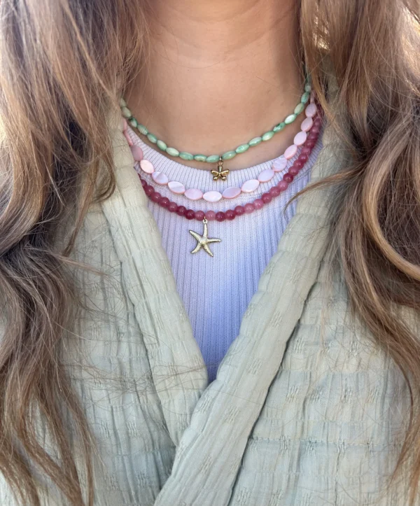 Lichtroze ovale kralenketting