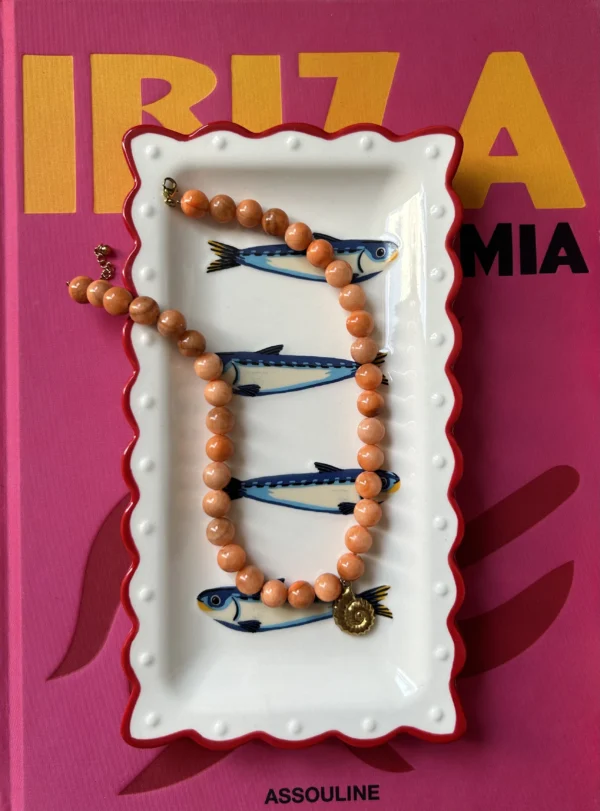 Oranje kralenketting met schelp - Afbeelding 2