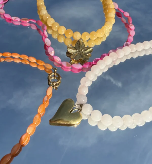 Roze ovale kralenketting - Afbeelding 3